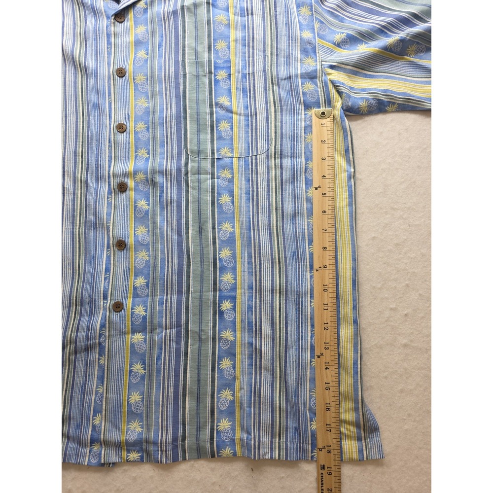 Tommy Bahama Men's Blue, Green, Yellow Stripe Pineapple Hawaiian Shirt. Size 3XL - Picture 8 of 8